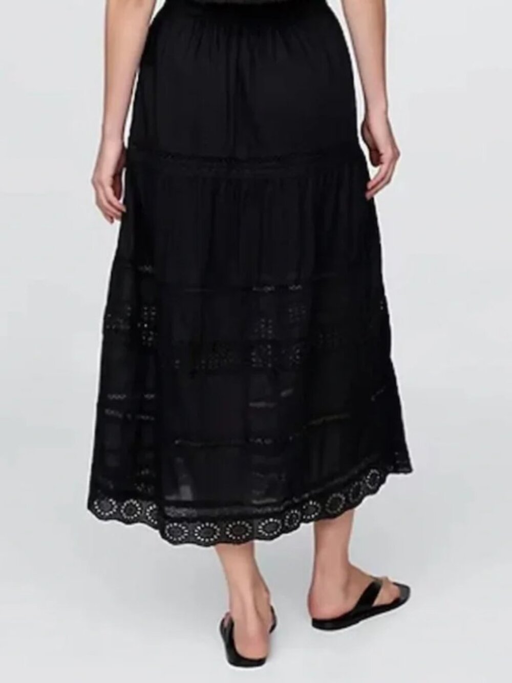 GAP Black Tiered Lace-Trim Maxi Skirt - Picture 2 of 3